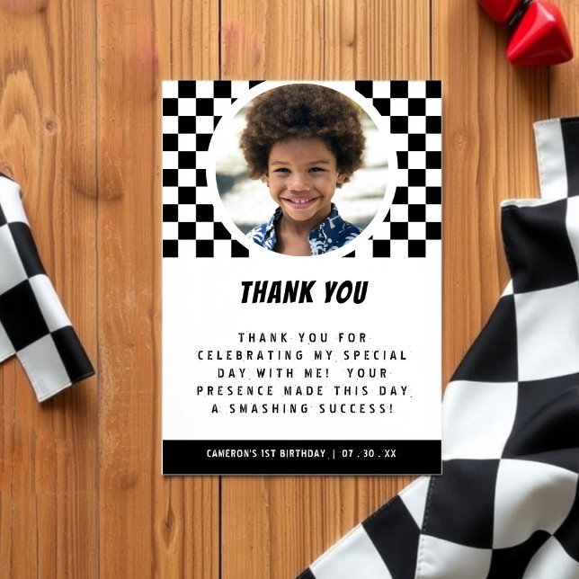 Monster Truck Checkered Photo Thank You Card (Monster Truck Checkered Photo Thank You Card
)