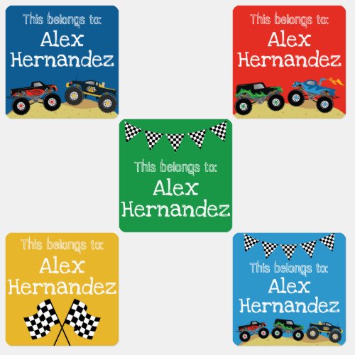 Monster Truck Childrens Clothing Labels for School