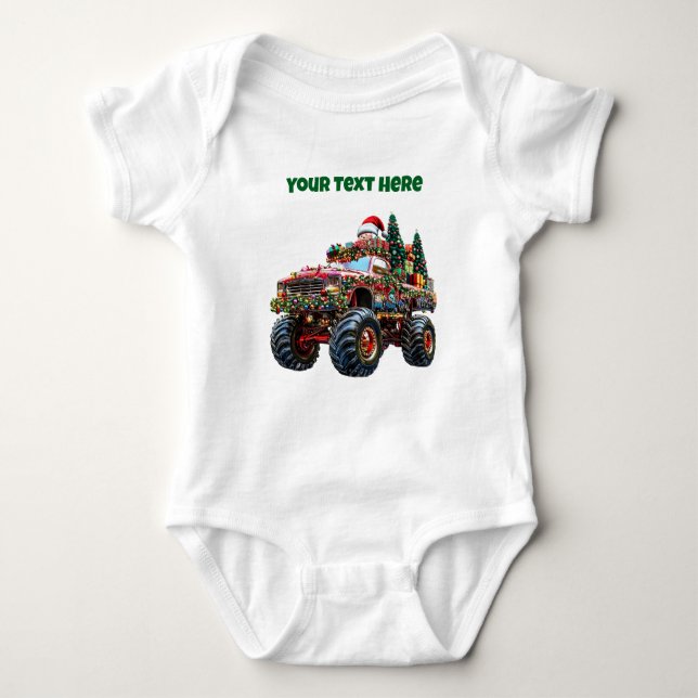 Monster Truck Christmas – Editable Baby Bodysuit (Front)