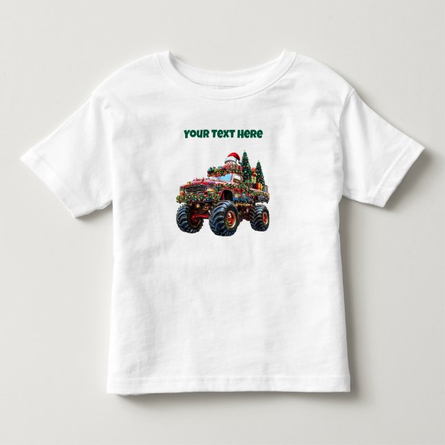 Monster Truck Christmas – Editable Toddler Jersey Toddler T-shirt (Front)