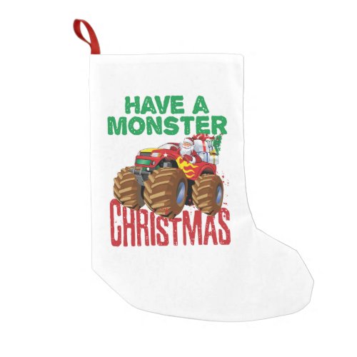 Monster Truck Christmas Santa Claus Boys Toddlers Small Christmas Stocking