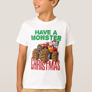 Monster Truck Christmas Santa Claus Boys Toddlers T-Shirt
