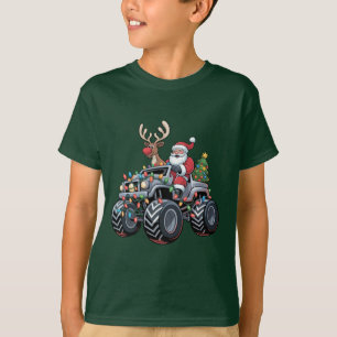 Monster Truck Christmas Santa Holiday Kids T-Shirt