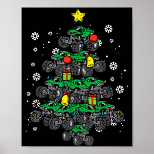 Monster Truck Christmas Tree Xmas Boys Toddler Kid Poster