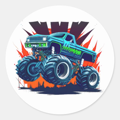 Monster Truck Classic Round Sticker