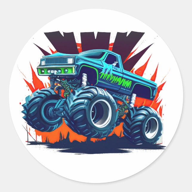 Monster Truck Classic Round Sticker (Front)
