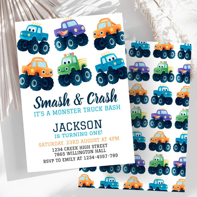 Monster Truck Colorful Car Boys Birthday  Invitation (Creator Uploaded)