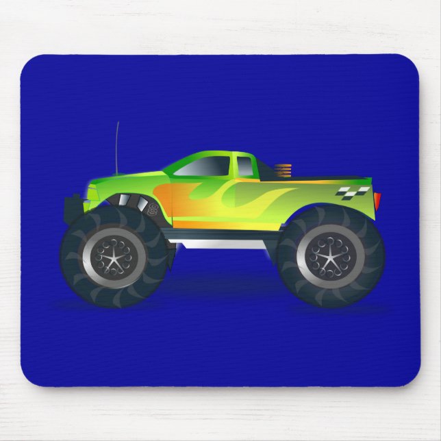 Monster Truck. Cool and colorful modified Pick up Mouse Pad (Front)