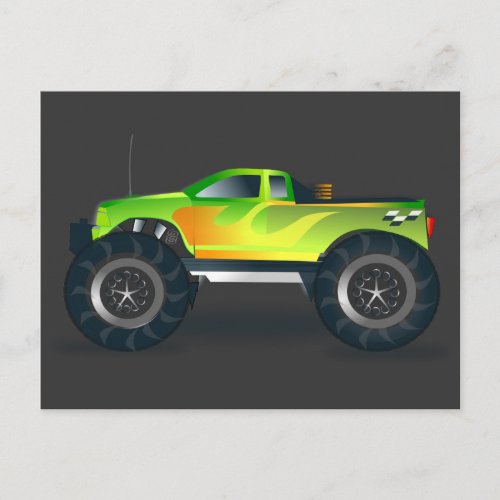 Monster Truck Cool and colorful modified Pick up Postcard