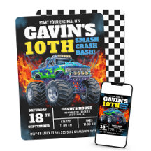Monster Truck Cool Blue 10th Birthday Personalized