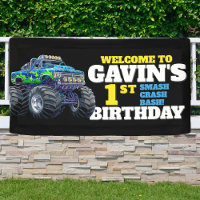 Monster Truck Cool Blue 1st Birthday Custom Vinyl 