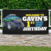 Monster Truck Cool Blue 1st Birthday Custom Vinyl 