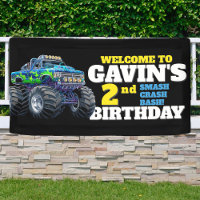 Monster Truck Cool Blue 2nd Birthday Custom Vinyl