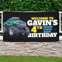 Monster Truck Cool Blue 4th Birthday Custom Vinyl