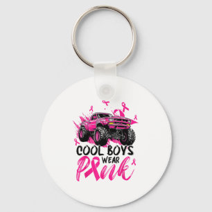 Monster Truck Cool Boys Wear Nk Breast Cancer Awar Keychain