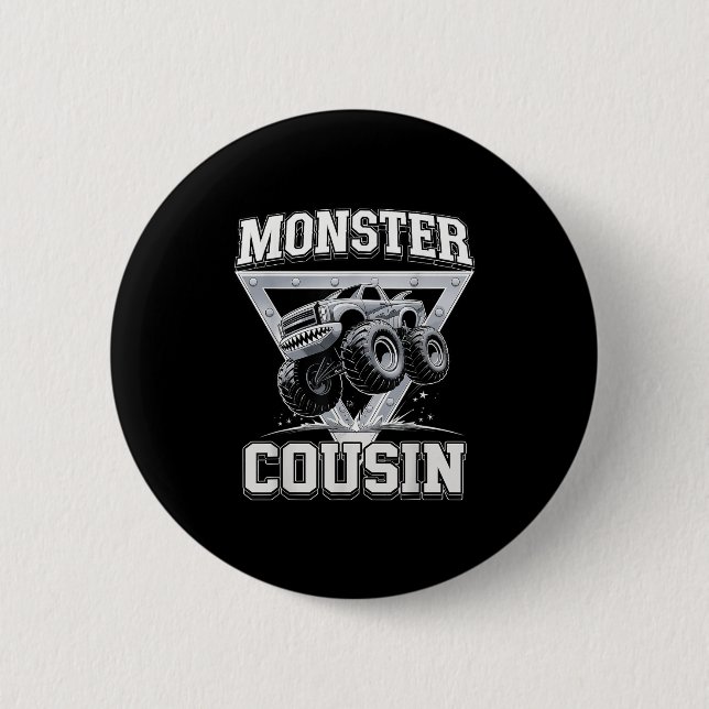 Monster Truck Cousin Fathers Day Monster Truck Are Button (Front)