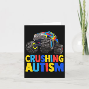 Monster Truck Crushing Austim Autism Awareness Card