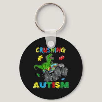 Monster Truck Crushing Austim  Autism Awareness TR Keychain