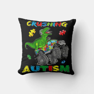 Monster Truck Crushing Austim Autism Awareness TR Throw Pillow