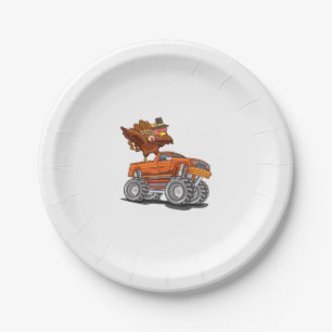 Monster Truck Dabbing Turkey Hooray Happy Thanksgi Paper Plates