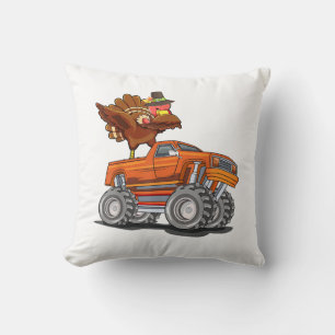Monster Truck Dabbing Turkey Hooray Happy Thanksgi Throw Pillow
