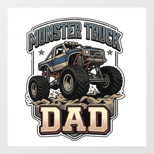 Monster Truck Dad Vintage Vector Shirt Design_1 Window Cling