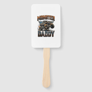 Monster Truck Daddy Vintage Engraving Shirt Design Hand Fan
