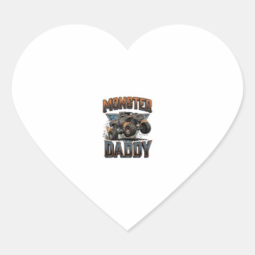 Monster Truck Daddy Vintage Engraving Shirt Design Heart Sticker