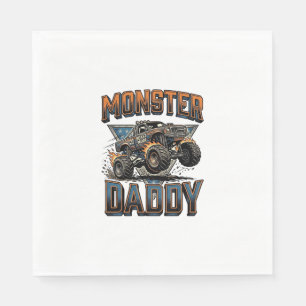 Monster Truck Daddy Vintage Engraving Shirt Design Napkins