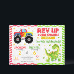 Monster Truck & Dinosaur Joint Birthday Invitation<br><div class="desc">Monster Truck & Monster Truck Joint Birthday Invitation – perfect for siblings, friends Get ready for a roaring and high-energy celebration with this fun Monster Truck & Dinosaur Joint Birthday Invitation, perfect for a shared birthday party for siblings, twins, or best friends. This exciting split-theme design features a colorful monster...</div>