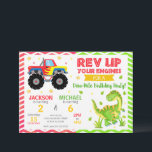 Monster Truck & Dinosaur Joint Birthday Invitation<br><div class="desc">Monster Truck & Monster Truck Joint Birthday Invitation – perfect for siblings, friends Get ready for a roaring and high-energy celebration with this fun Monster Truck & Dinosaur Joint Birthday Invitation, perfect for a shared birthday party for siblings, twins, or best friends. This exciting split-theme design features a colorful monster...</div>