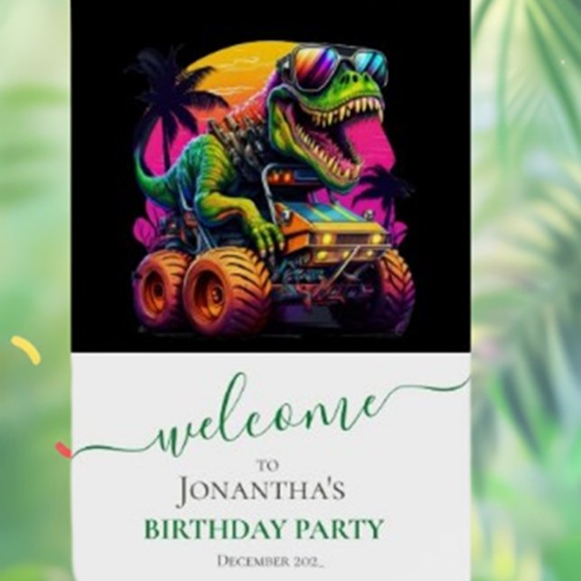 Monster Truck DINOSAUR Theme Backdrop Foam Board (Party like a prehistoric pro with our perfect Dino party supplies! )