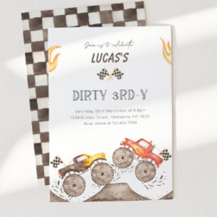 Monster Truck Dirty 3RD-Y 3rd Birthday Party Invitation
