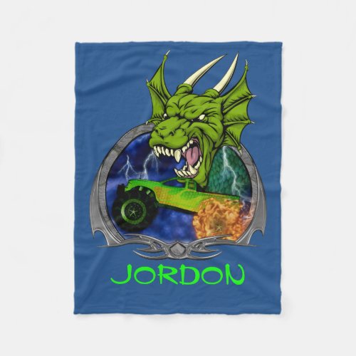 Monster Truck Dragon Fleece Blanket