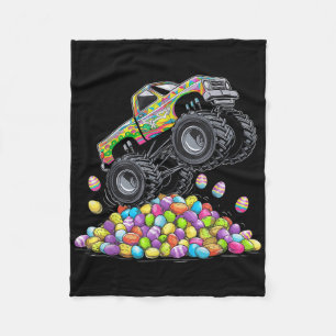 Monster Truck Easter Teens Boys Kids Easter Bunny Fleece Blanket