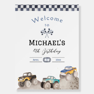 Monster Truck First Birthday Welcome Sign