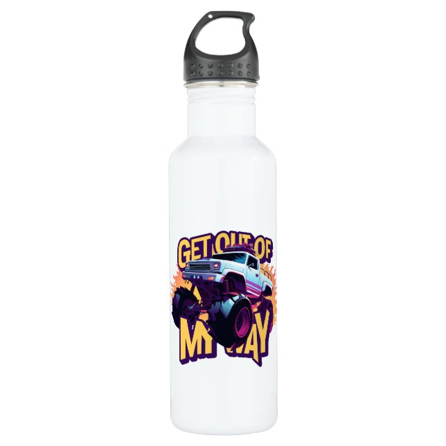 Monster truck Get out of my way Stainless Steel Water Bottle (Front)