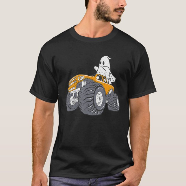 Monster Truck Ghost Halloween Spooky Pumpkin Hallo T-Shirt (Front)