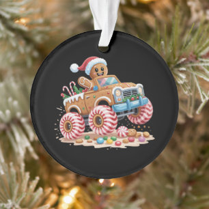 Monster Truck Gingerbread Man Christmas Baking  Ornament