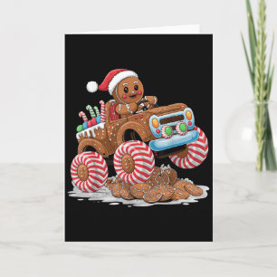 Monster Truck Gingerbread Man Funny Christmas Baki Card