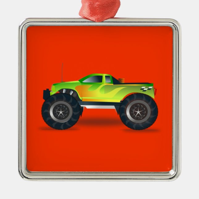 Monster Truck - Green Metal Ornament (Front)