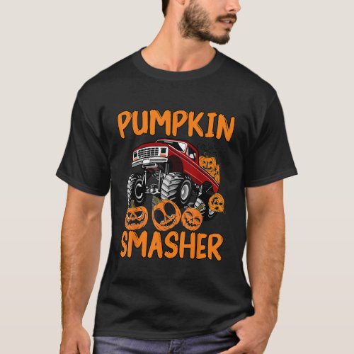 Monster Truck Halloween Costume Pumpkin Smasher Bo T_Shirt