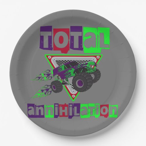 monster truck hard core cool paper plates