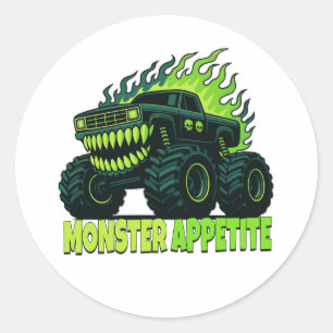 Monster Truck Horror Flame Classic Round Sticker