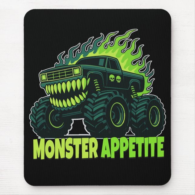Monster Truck Horror Flame Mouse Pad (Front)
