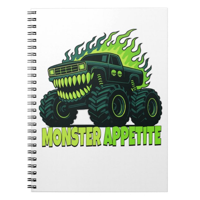 Monster Truck Horror Flame Notebook (Front)