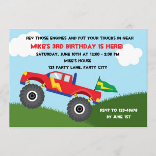 Monster Truck Invitation - Boys Birthday