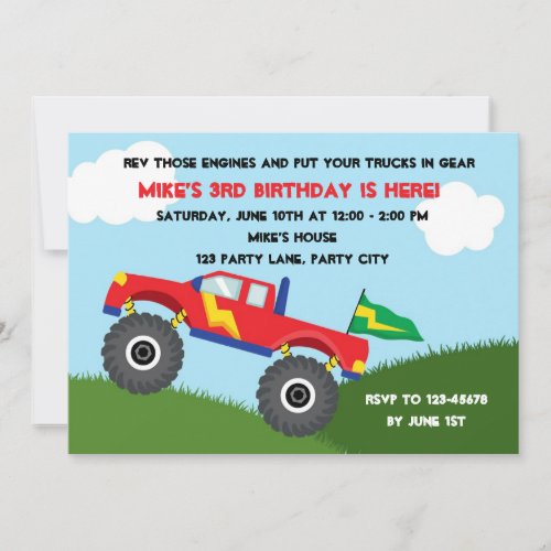 Monster Truck Invitation _ Boys Birthday