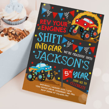 Monster Truck Invitation Monster Truck Birthday by PixelPerfectionParty at Zazzle