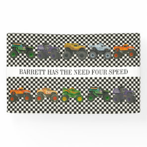 Monster Truck Jam Rally Birthday Vinyl Banner